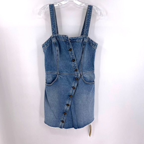 Reformation Dresses & Skirts - Reformation Size 6 Medium Blue Shasta Gabriela Button Front Raw Hem Mini Dress